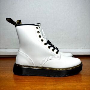 Dr. Doc Martens Zavala Leather Air Wair White/Black Combat Boots